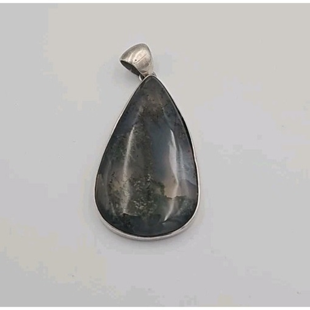 Natural Dendritic Agate Pendant 925 Sterling Silver Jewelry 2" Tall *no Chain*